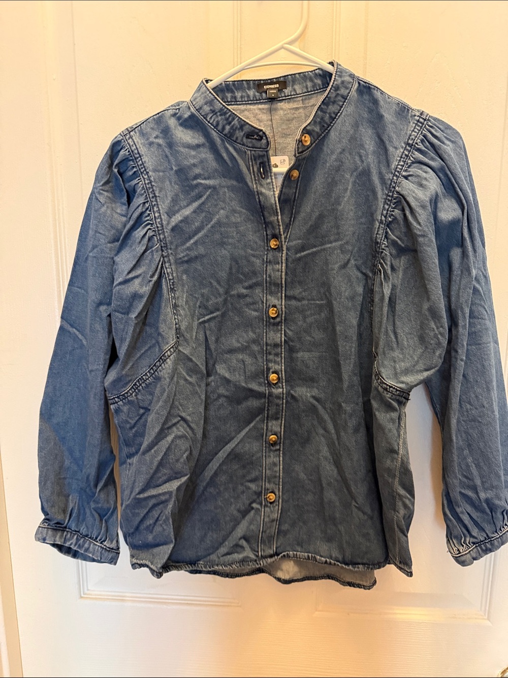 Express Blue Denim Button-Up Top
